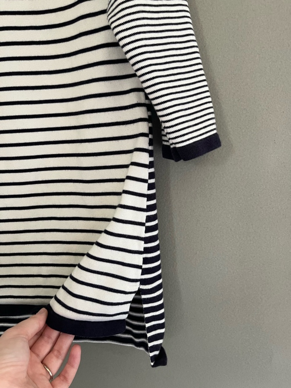 Talbots Black & White Striped Raglan Tee Classic Fit Preppy Nautical Small - Picture 2 of 7